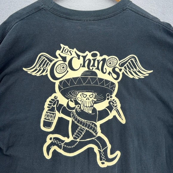 Hanes Other - Y2K Los Chinos Black Long Sleeve T-Shirt Music Skeleton L/XL Double Sided VTG